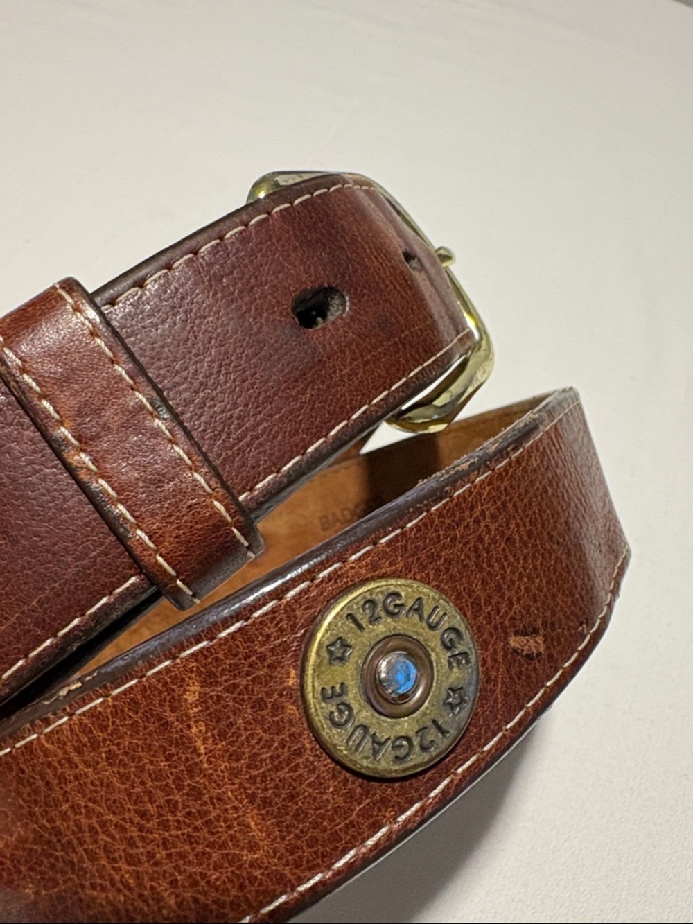 Brown Leather Men’s Badger Belt with 12 Gauge Accent